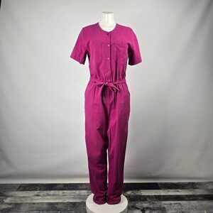 Vintage Avida Pink Cotton Short Sleeve Jumpsuit Size S